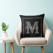 Custom name monogram typography black and white クッション (椅子)