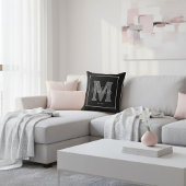 Custom name monogram typography black and white クッション