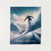 Custom Name Mountain Skier タペストリー (正面)