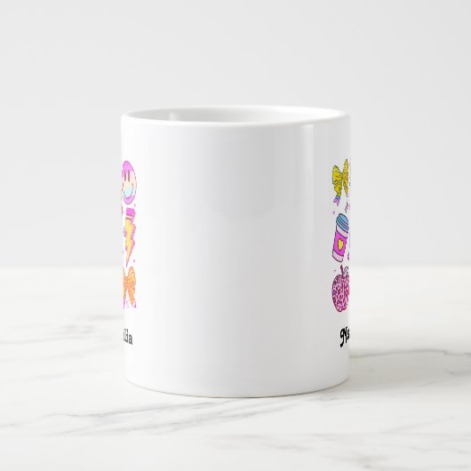 Custom Name Mug, Custom Teacher Mug,Back to school ジャンボコーヒーマグカップ (正面)