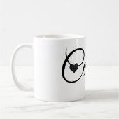 Custom Name Mug Minimalist Script Font with Heart  コーヒーマグカップ (左)