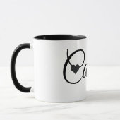 Custom Name Mug Minimalist Script Font with Heart  マグカップ (左)