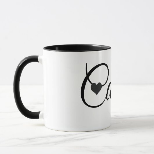 Custom Name Mug Minimalist Script Font with Heart  マグカップ (左)
