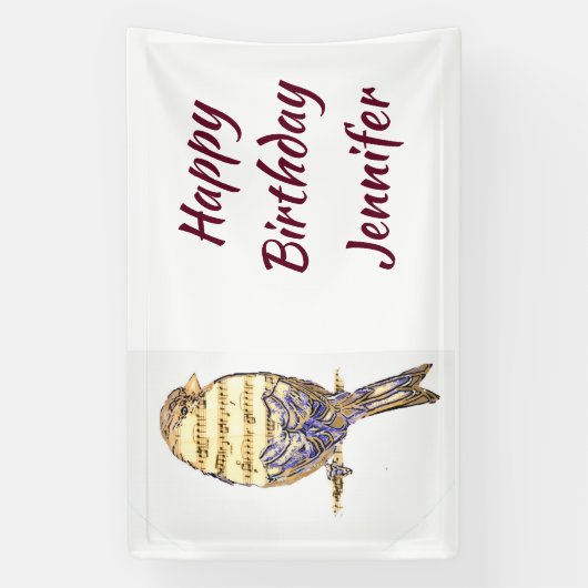 Custom Name Music Notes Song Bird 横断幕 (縦)