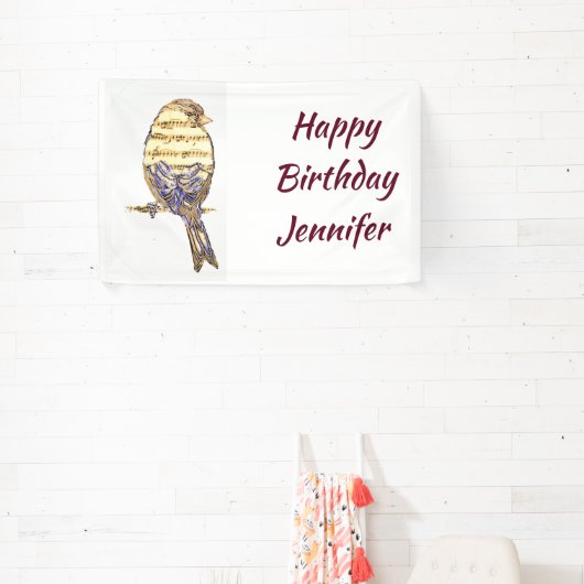 Custom Name Music Notes Song Bird 横断幕 (インサイチュ)