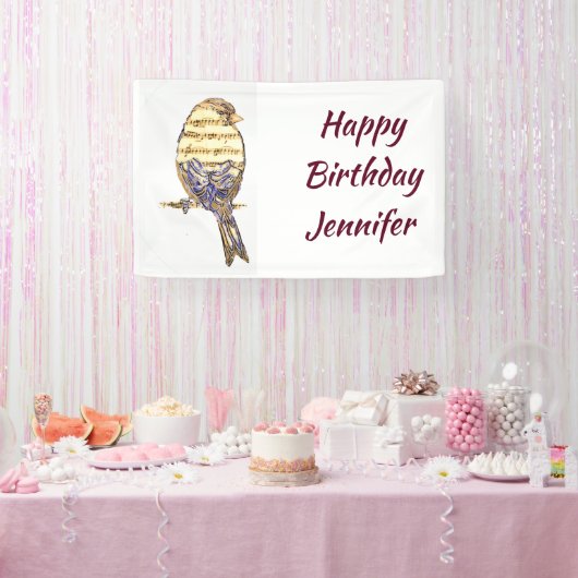 Custom Name Music Notes Song Bird 横断幕 (パーティー)