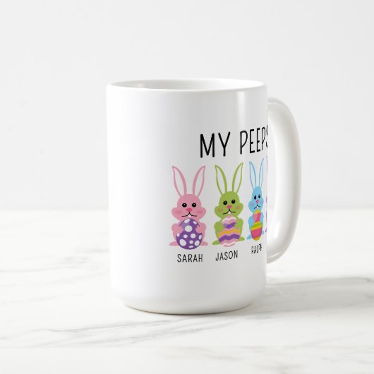 Custom Name My Peeps Easter Coffee Mug コーヒーマグカップ (正面右)