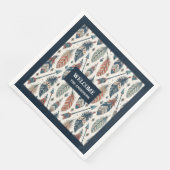 Custom Name Napkins Ethnic Chic Feathers Design (コーナー)