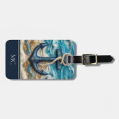 Custom Name Nautical Anchor Beach ラゲッジタグ (正面横)