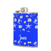 Custom name nautical print on blue フラスク (左)