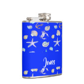 Custom name nautical print on blue フラスク (右)