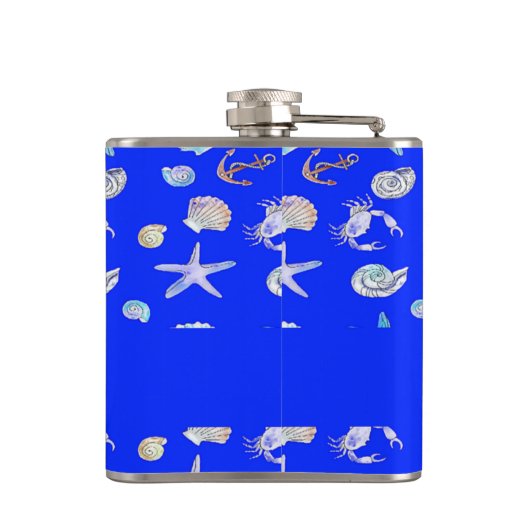 Custom name nautical print on blue フラスク (裏面)