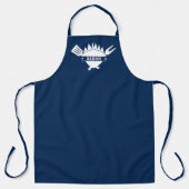 Custom Name Navy BBQ Grill エプロン (正面)