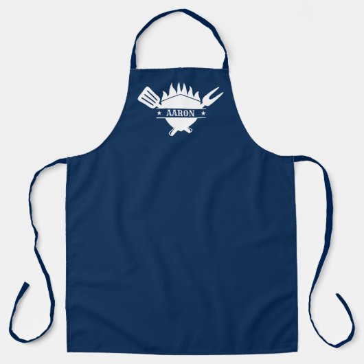 Custom Name Navy BBQ Grill エプロン (正面)