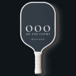 Custom Name Navy Blue White OOO Funny Simple Men ピックルボールラケット<br><div class="desc">Personalized premium look pickleball paddle, customizable with the name. Funny modern humor saying phrase in soft white typography. OOO, (standing for the popular OUT OF OFFICE) and the appropriate subtitle ON THE COURT. For a men that knows how balancing life and work, and appreciates a healthy sporty lifestyle outside on...</div>