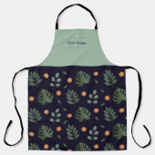 Custom Name Navy Botanical Apron エプロン (正面)