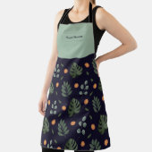 Custom Name Navy Botanical Apron エプロン (インサイチュ)