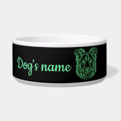 Custom Name Neon Border Collie Glow ボウル (正面)