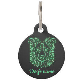 Custom Name Neon Collie Glow Pet ID Tag ペット　ネームタグ