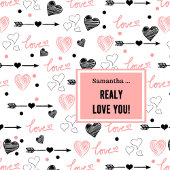 Custom Name Newlywed Love Hand Drawn Heart Curtain シャワーカーテン