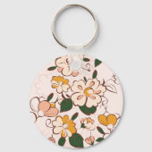 Custom Name Nostalgic Flower Garden Beige Pink キーホルダー (裏面)