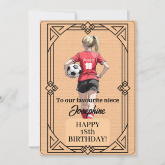 Custom Name Number and Text Birthday Soccer Woman シーズンカード