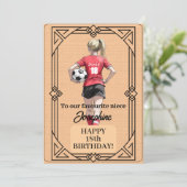 Custom Name Number and Text Birthday Soccer Woman シーズンカード (スタンド正面)