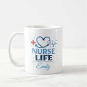 Custom Name Nurse Life Coffee Mug Gift コーヒーマグカップ (左)