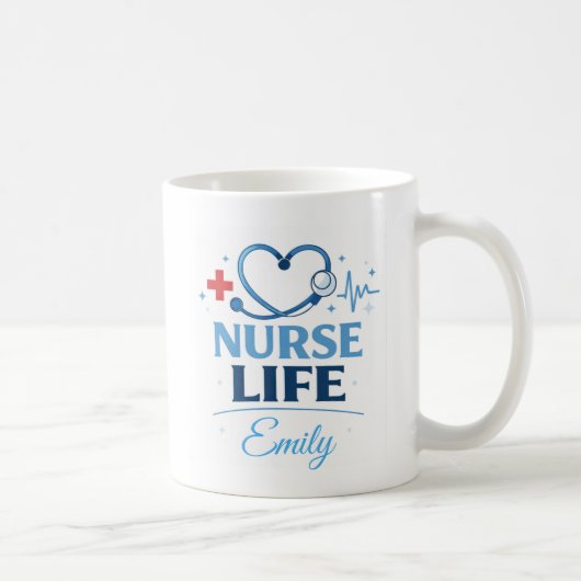 Custom Name Nurse Life Coffee Mug Gift コーヒーマグカップ (右)