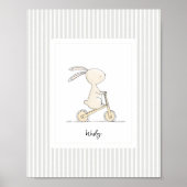 Custom Name Nursery - Cute Bunny Stripes Poster ポスター (正面)