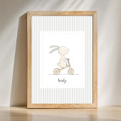 Custom Name Nursery - Cute Bunny Stripes Poster ポスター
