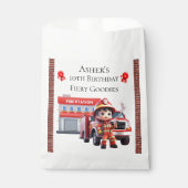 Custom Name & Occasion Cute 3D Boy Firefighter フェイバーバッグ (正面)
