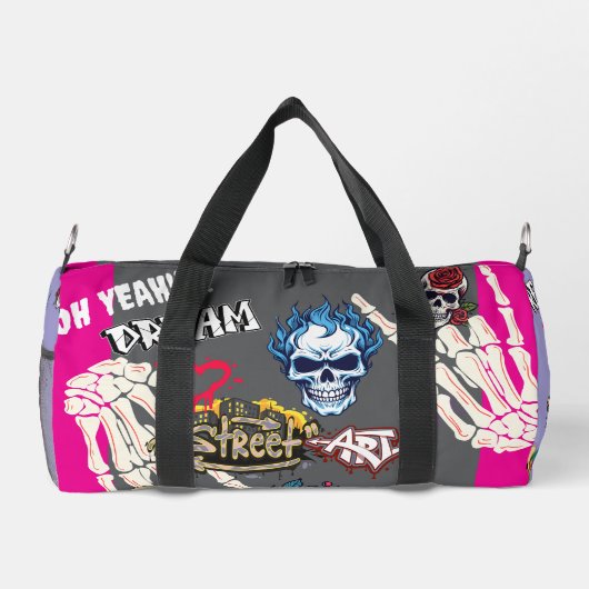 Custom name Oh yeah Graffiti Spooky colorful ダッフルバッグ (裏面)