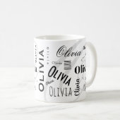 Custom Name Olivia Black White Coffee Mug コーヒーマグカップ (正面右)