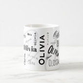Custom Name Olivia Black White Coffee Mug コーヒーマグカップ (中央)