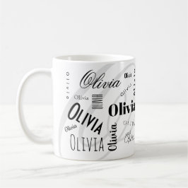 Custom Name Olivia Black White Coffee Mug コーヒーマグカップ