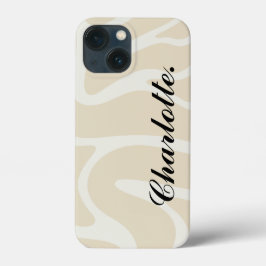 Custom Name on Beige Cream Simple Organic Pattern iPhone 13 Miniケース
