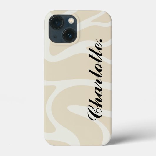 Custom Name on Beige Cream Simple Organic Pattern Case-Mate iPhoneケース (裏面)