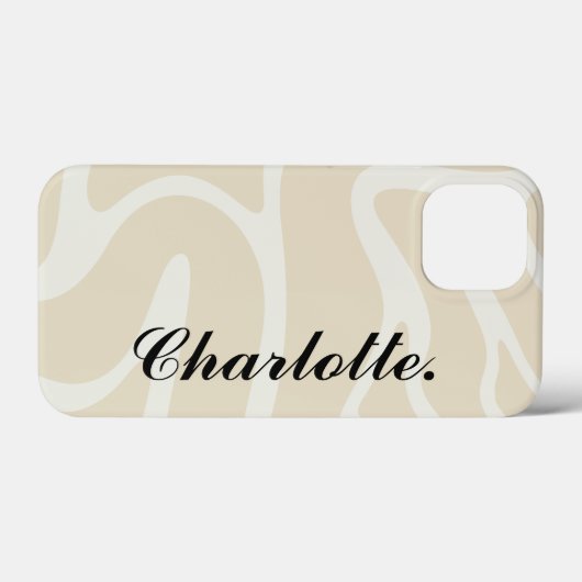 Custom Name on Beige Cream Simple Organic Pattern Case-Mate iPhoneケース (裏面 (横))