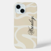 Custom Name on Beige Cream Simple Organic Pattern Case-Mate iPhoneケース (裏面)