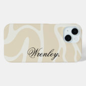 Custom Name on Beige Cream Simple Organic Pattern Case-Mate iPhoneケース (裏面 (横))