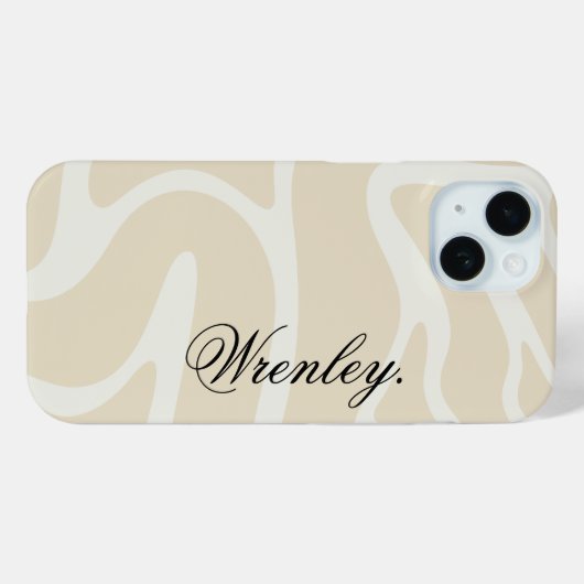 Custom Name on Beige Cream Simple Organic Pattern Case-Mate iPhoneケース (裏面 (横))