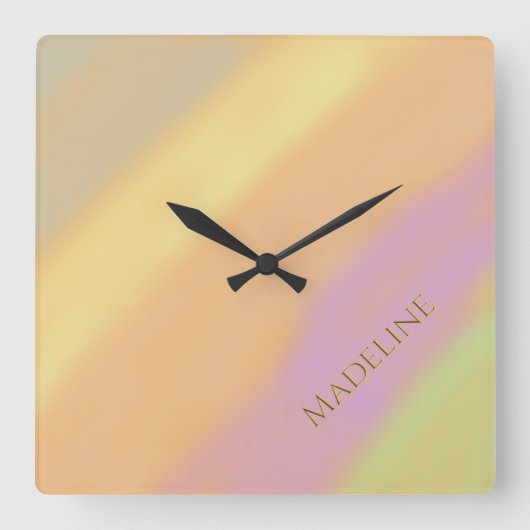 Custom Name on Cotton Candy Colors スクエア壁時計 (正面)