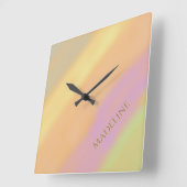 Custom Name on Cotton Candy Colors スクエア壁時計 (傾斜)