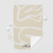 Custom Name on Modern Beige Cream Organic Pattern ゴルフタオル (インサイチュ)
