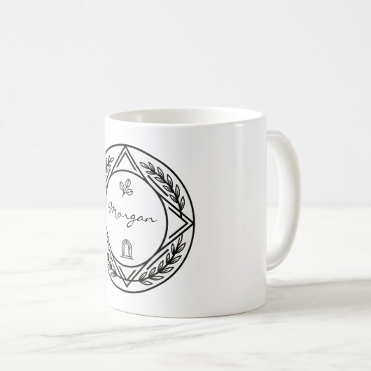 Custom Name or Initial Personalized Coffee Mug コーヒーマグカップ (正面右)