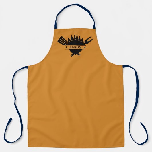 Custom Name Orange BBQ Grill エプロン (正面)