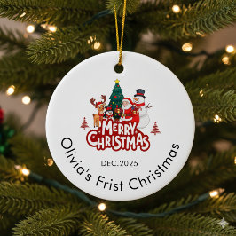 Custom Name Ornament, Baby's First Christmas セラミックオーナメント