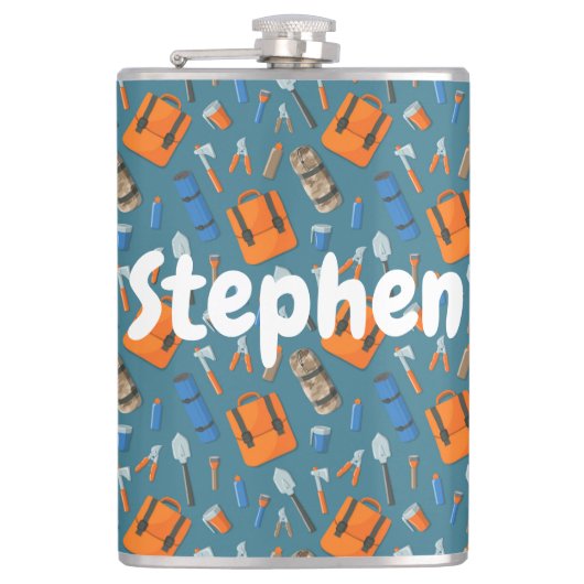 Custom Name Outdoor Gear Pattern Vinyl フラスク (正面)