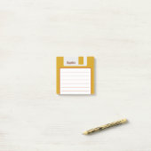 Custom Name Pastel Floppy Disk, warm 70s colors ポストイット (デスク上)